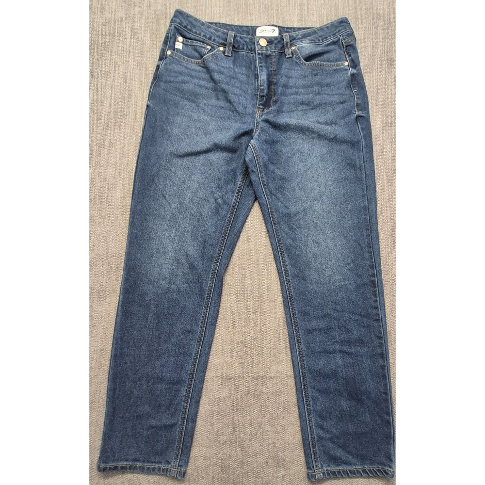 Seven 7 Straight women's denim blue jeans sz 10 medium wash stretch cotton blend